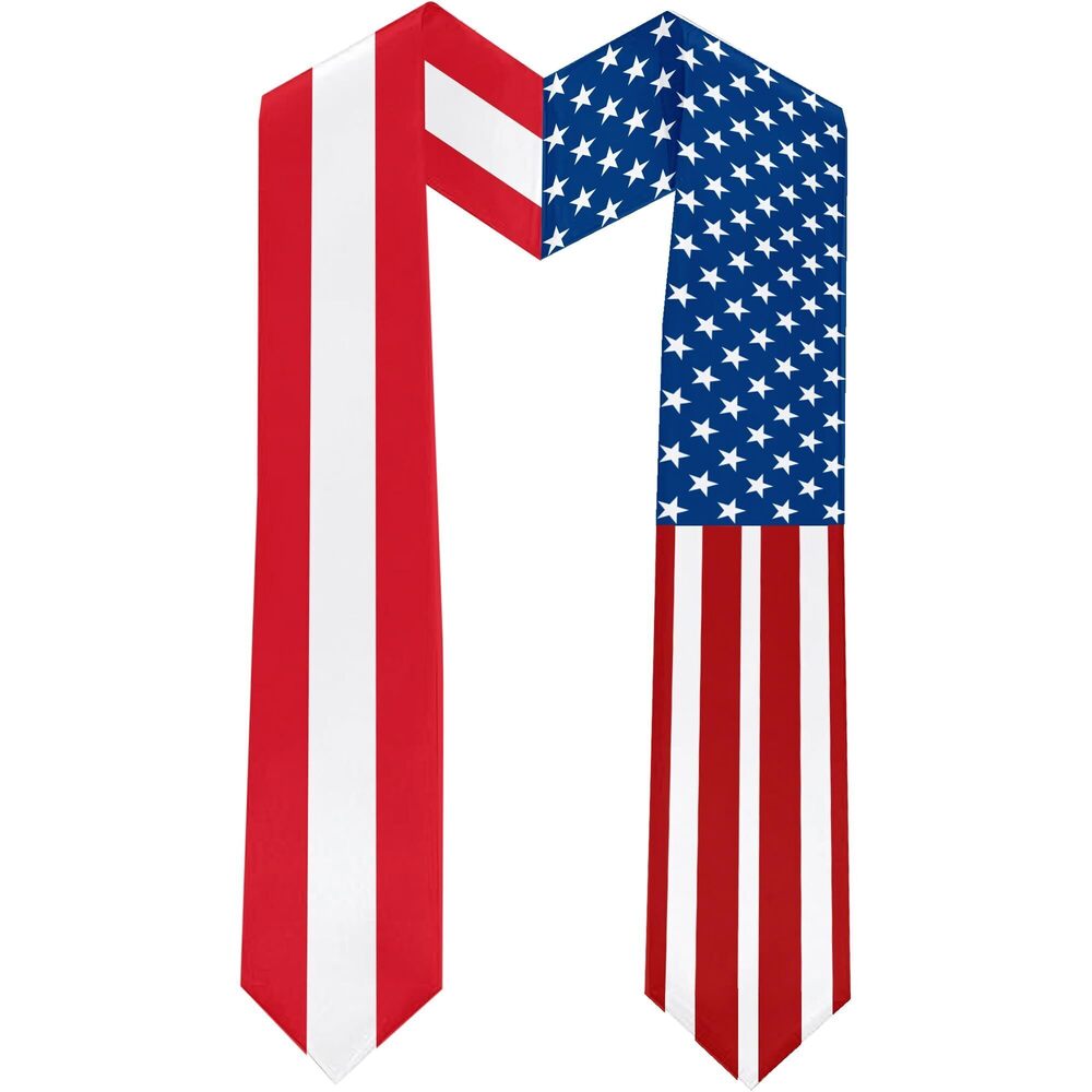 5499 2025 Austria Flag and USA Flag Graduation Stole Graduation Sash Class